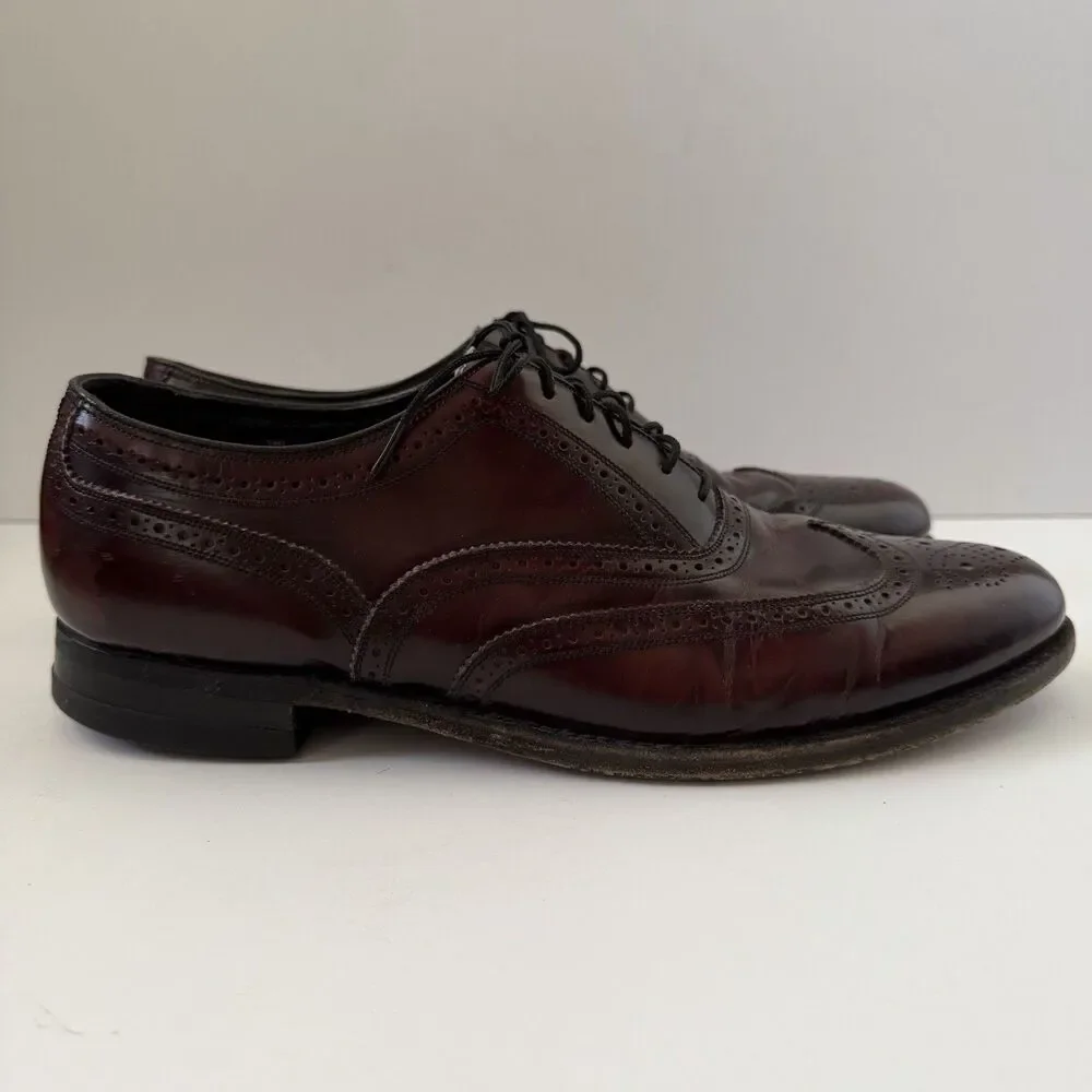 Vintage Florsheim 30353 Mens 11 D Burgundy Leather Longwing Wingtip Brogue
